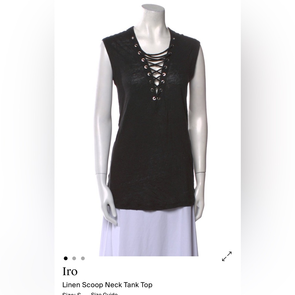 IRO Black Lace-Up Linen Tank Top